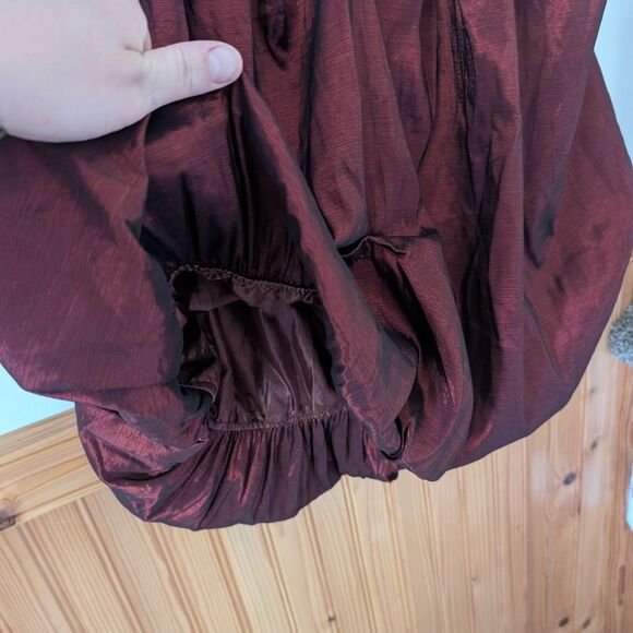 Valleygirl Y2K 90s Dark Romantic Maroon Bow Bubble Hem Formal Dress Size Small - Picture 3 of 7